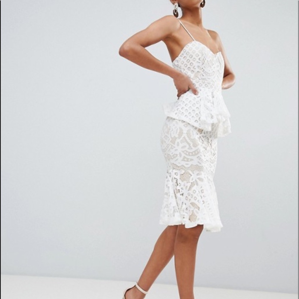 Boohoo Lace Peplum Midi Dress